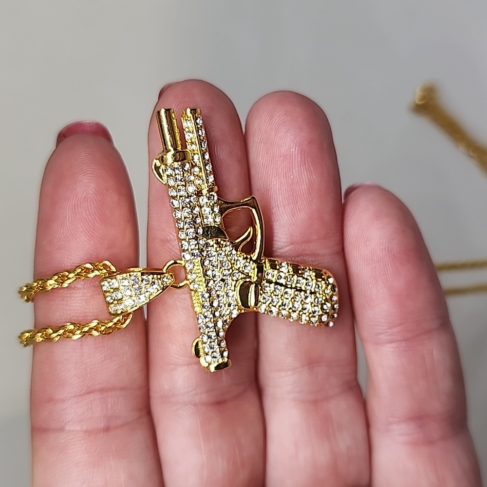 NWT Rhinestone Gun Necklace - Picture 6 of 6